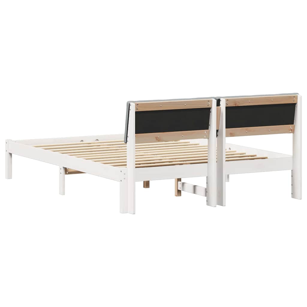 vidaXL Rama łóżka Biały i jasnoszary 150 x 200 cm Lite drewno sosnowe