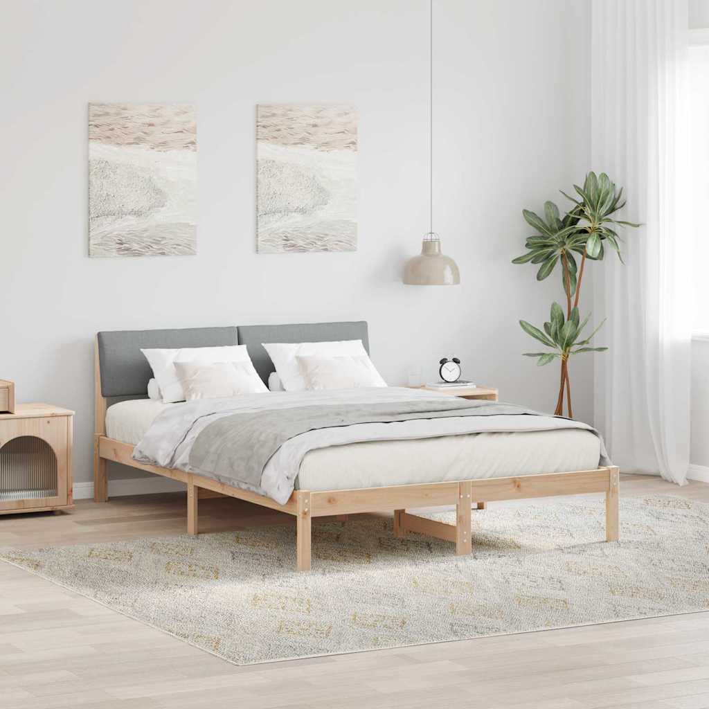 vidaXL Rama łóżka Z zagłówkiem Brązowy i jasnoszary 140 x 200 cm