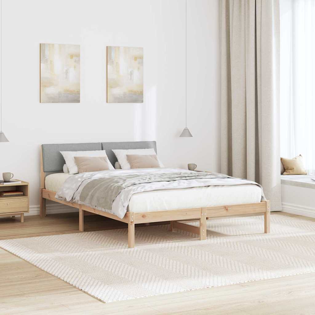 vidaXL Rama łóżka Z zagłówkiem Brązowy i jasnoszary 140 x 200 cm