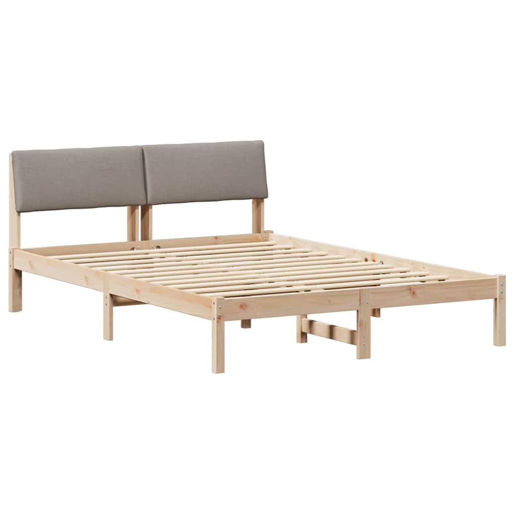 vidaXL Rama łóżka Brązowy i taupe 140 x 200 cm Lite drewno sosnowe