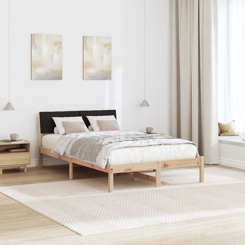 vidaXL Rama łóżka brązowo-czarny 120 x 200 cm Lite drewno sosnowe