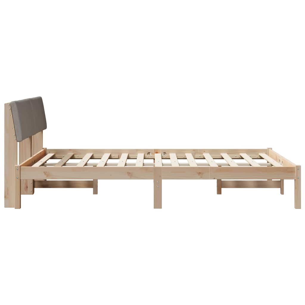 vidaXL Rama łóżka Brązowy i taupe 140 x 190 cm Lite drewno sosnowe