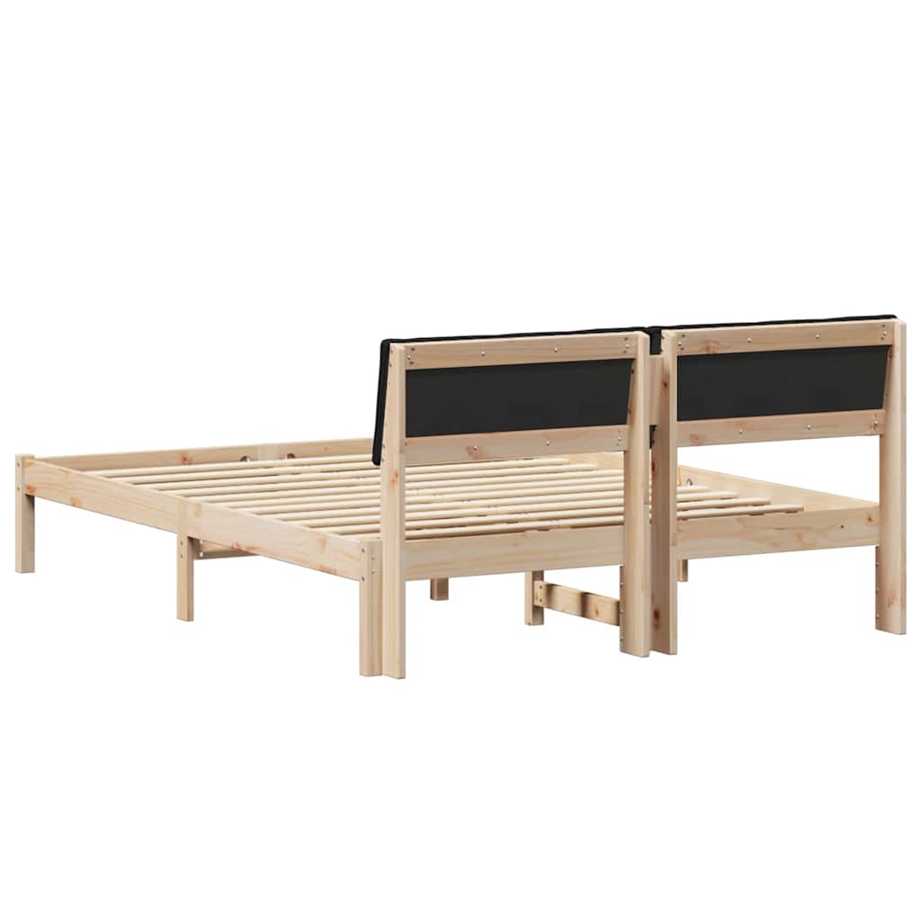 vidaXL Rama łóżka brązowo-czarny 135 x 190 cm Lite drewno sosnowe