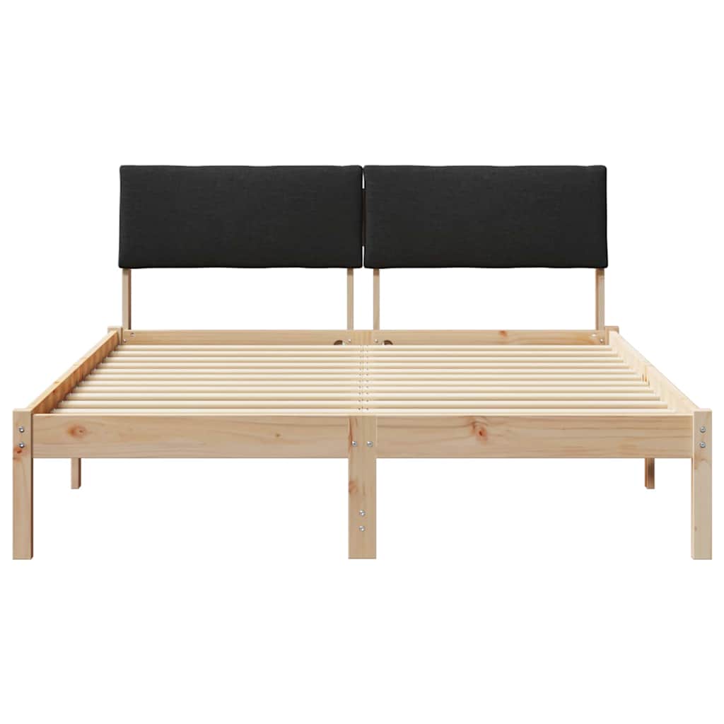 vidaXL Rama łóżka brązowo-czarny 135 x 190 cm Lite drewno sosnowe