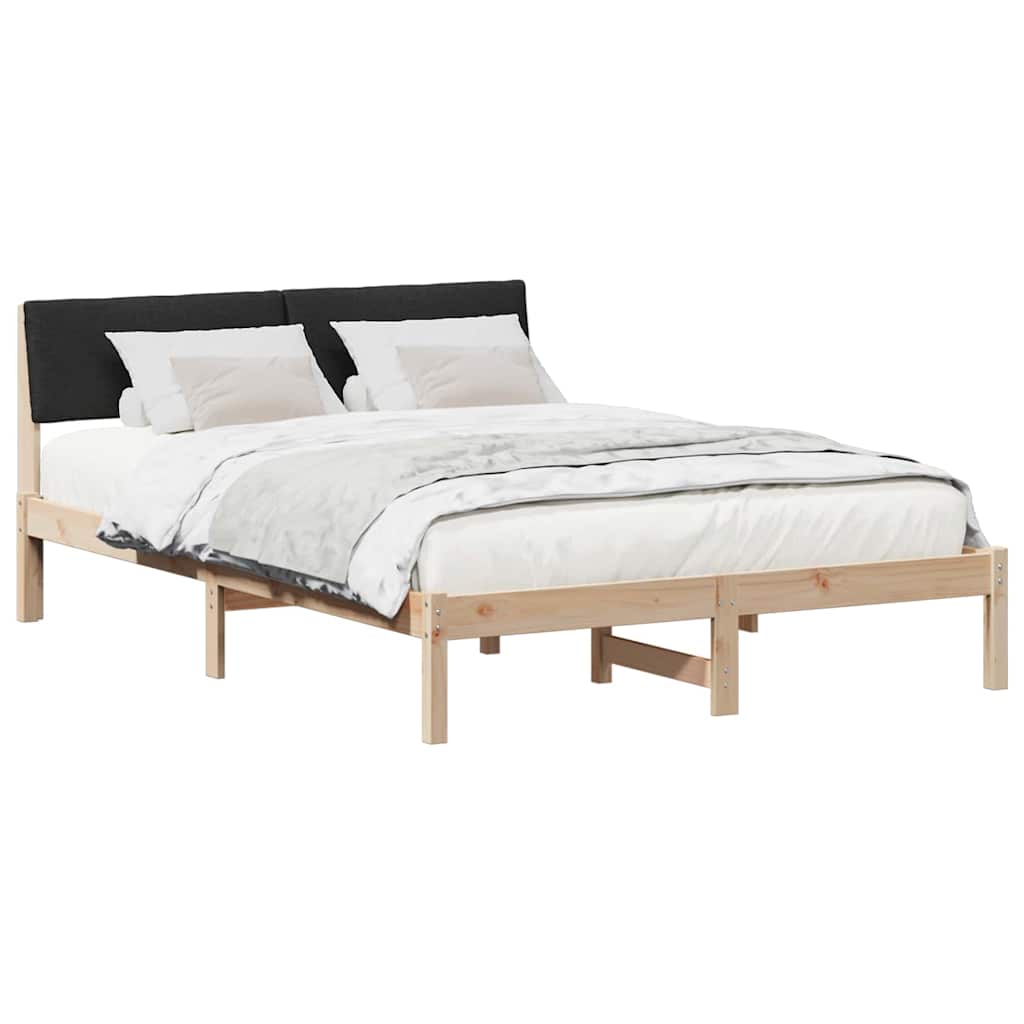 vidaXL Rama łóżka brązowo-czarny 135 x 190 cm Lite drewno sosnowe