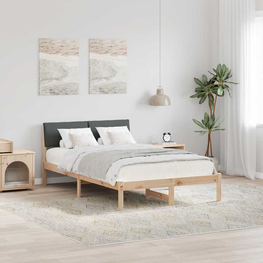 vidaXL Rama łóżka Z zagłówkiem brązowy i ciemnoszary 120 x 190 cm