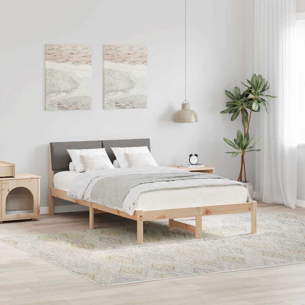 vidaXL Rama łóżka Brązowy i taupe 120 x 190 cm Lite drewno sosnowe