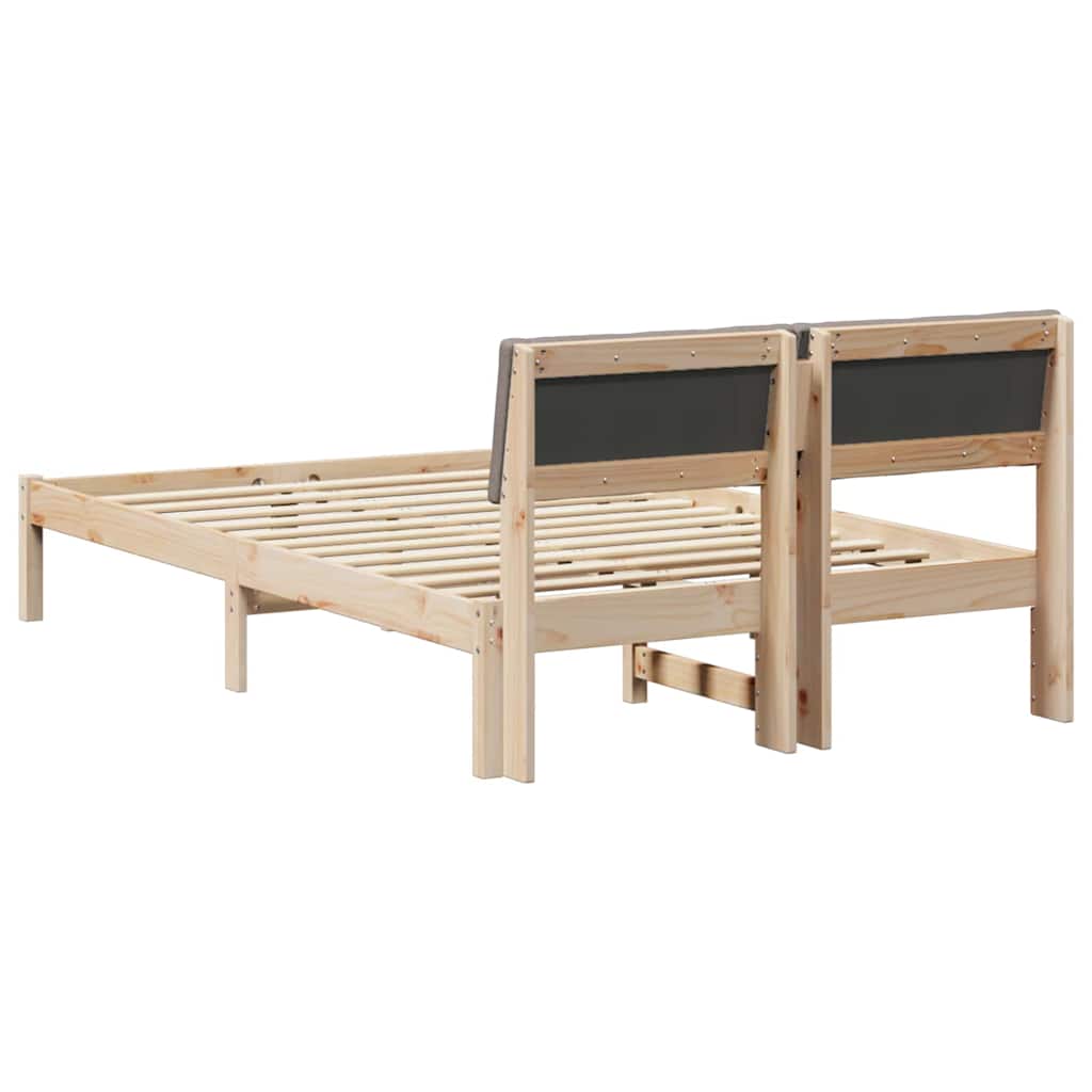 vidaXL Rama łóżka Brązowy i taupe 120 x 190 cm Lite drewno sosnowe