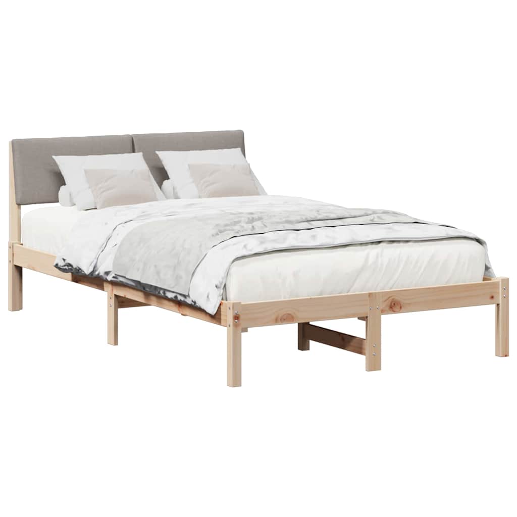 vidaXL Rama łóżka Brązowy i taupe 120 x 190 cm Lite drewno sosnowe