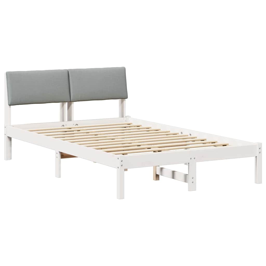 vidaXL Rama łóżka Biały i jasnoszary 120 x 190 cm Lite drewno sosnowe