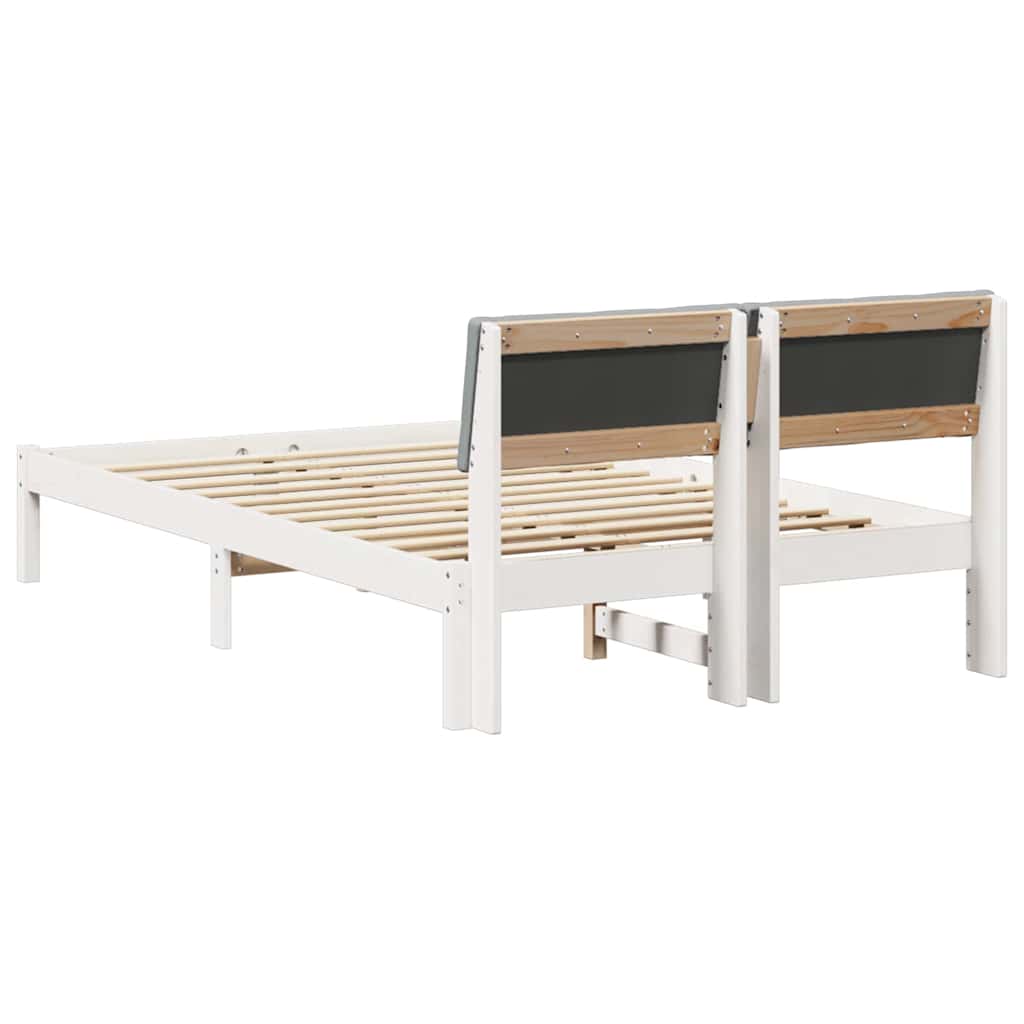 vidaXL Rama łóżka Biały i jasnoszary 120 x 190 cm Lite drewno sosnowe