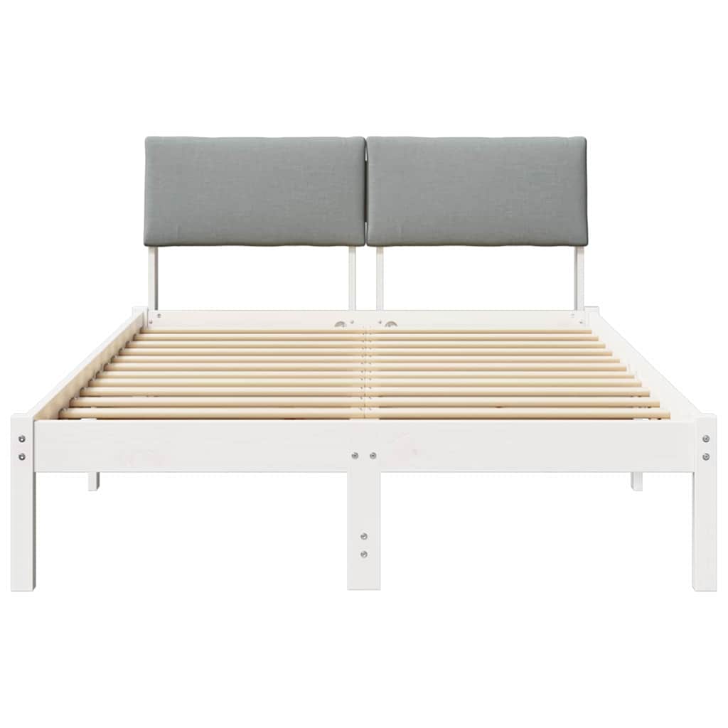 vidaXL Rama łóżka Biały i jasnoszary 120 x 190 cm Lite drewno sosnowe