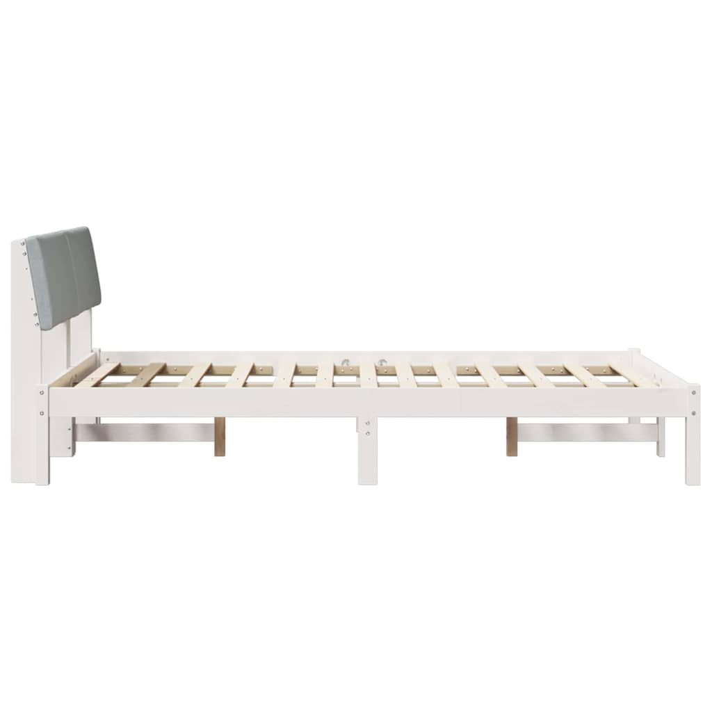 vidaXL Rama łóżka Biały i jasnoszary 120 x 190 cm Lite drewno sosnowe