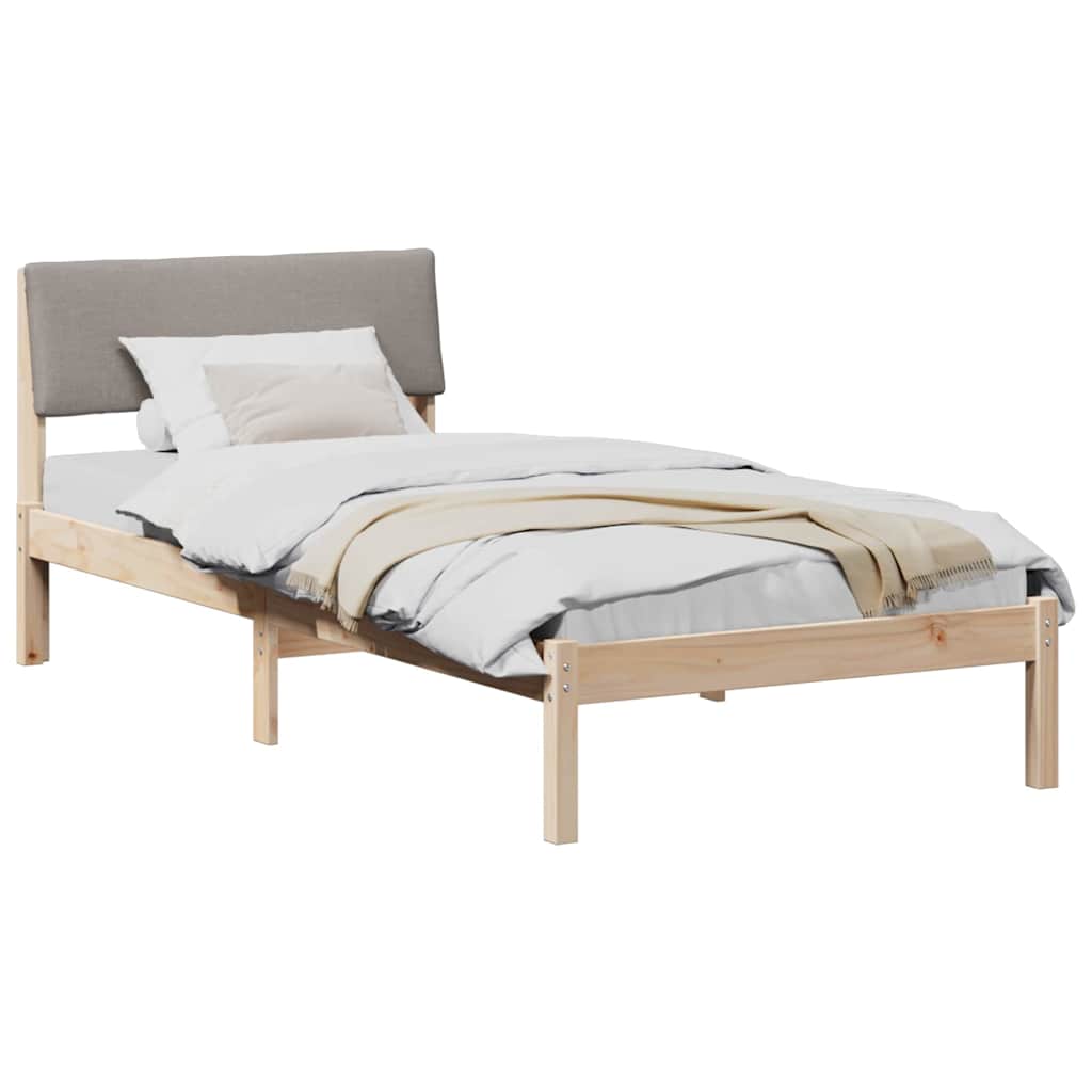 vidaXL Rama łóżka Brązowy i taupe 100 x 200 cm Lite drewno sosnowe