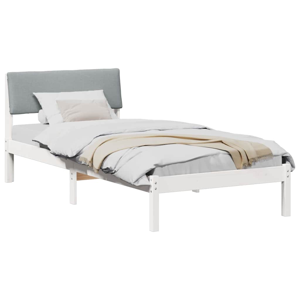 vidaXL Rama łóżka Biały i jasnoszary 100 x 200 cm Lite drewno sosnowe