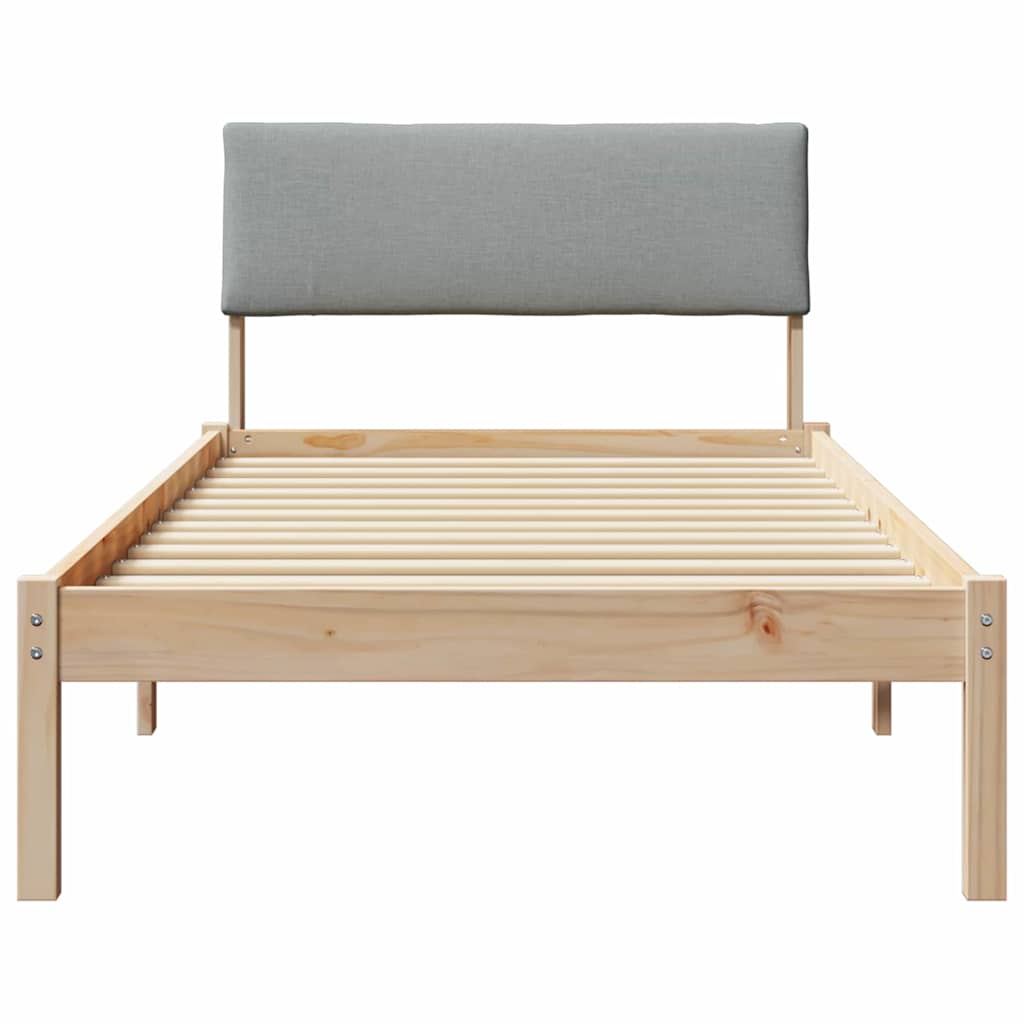 vidaXL Rama łóżka Brązowy i jasnoszary 90 x 200 cm Lite drewno sosnowe