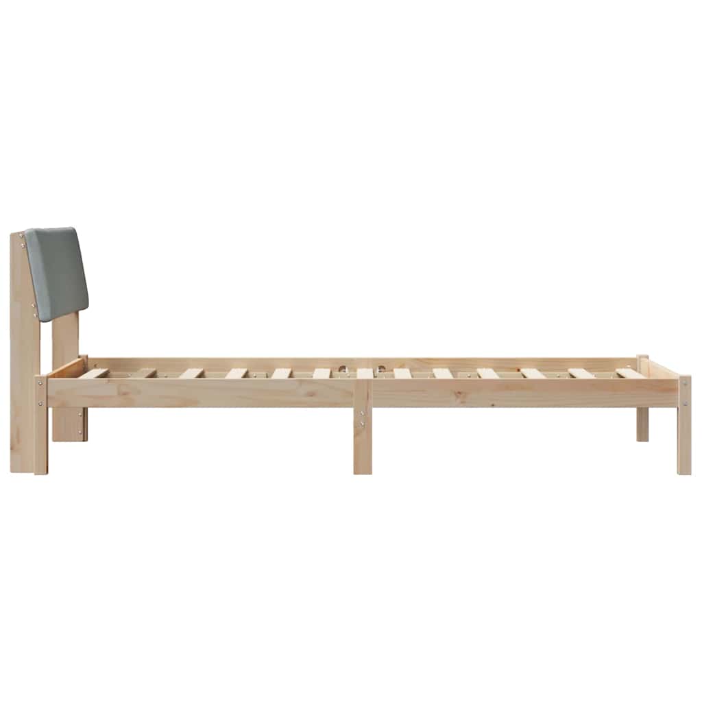 vidaXL Rama łóżka Brązowy i jasnoszary 90 x 200 cm Lite drewno sosnowe