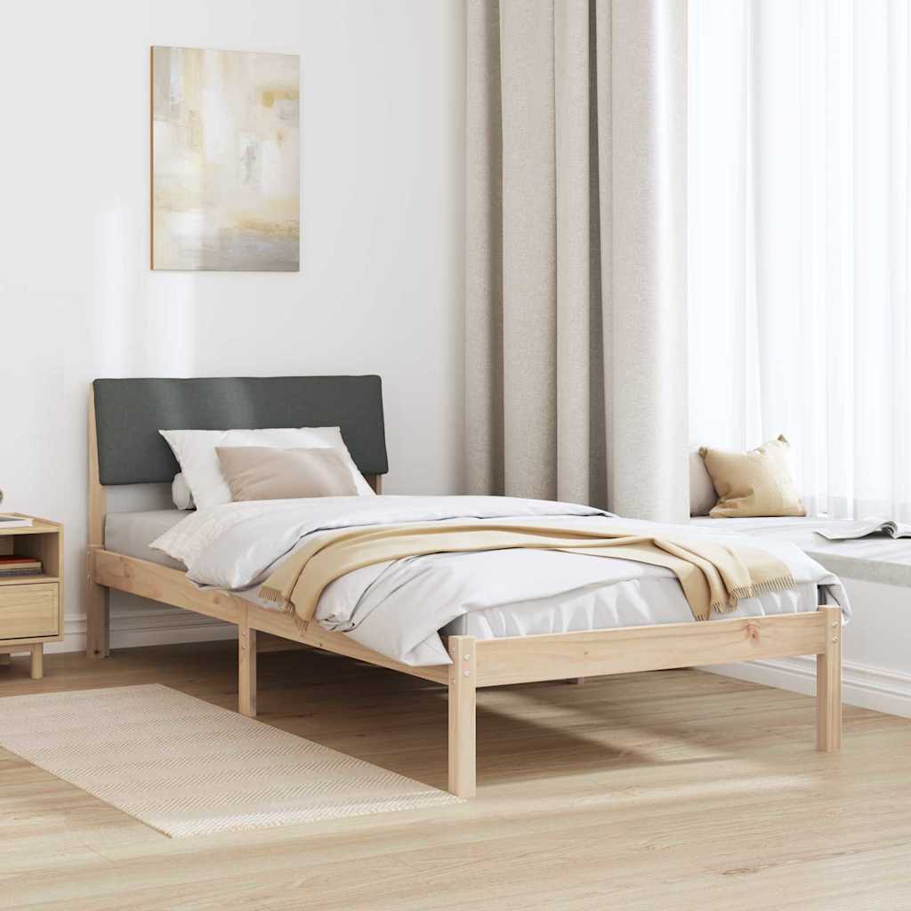 vidaXL Rama łóżka Z zagłówkiem brązowy i ciemnoszary 90 x 200 cm