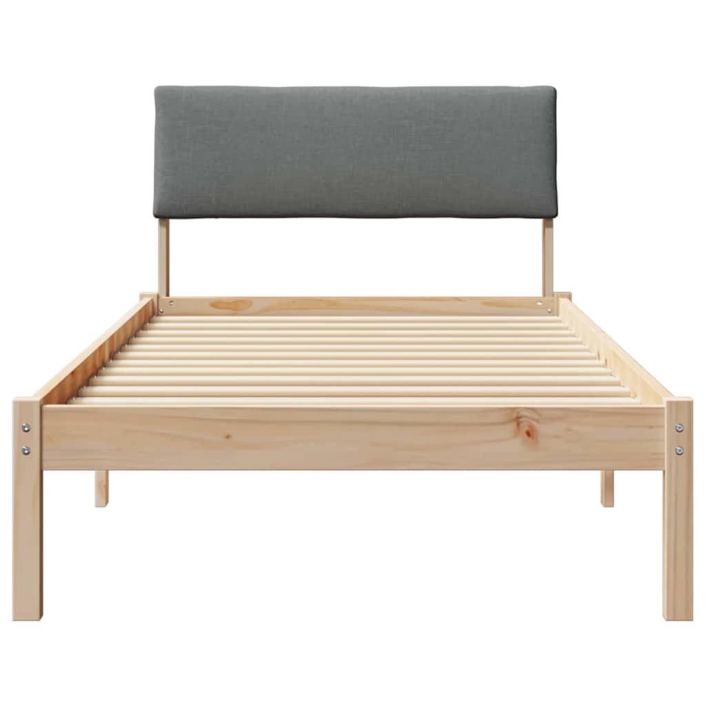 vidaXL Rama łóżka Z zagłówkiem brązowy i ciemnoszary 90 x 200 cm