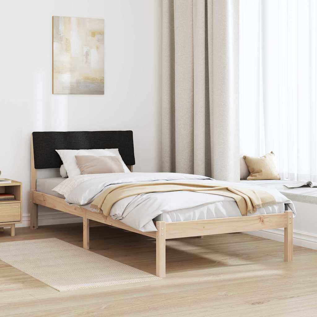 vidaXL Rama łóżka brązowo-czarny 90 x 200 cm Lite drewno sosnowe
