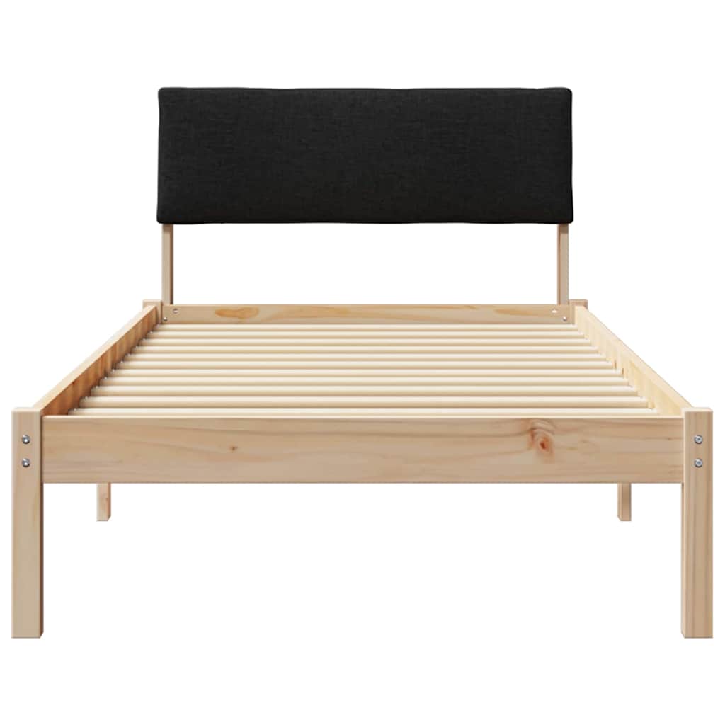 vidaXL Rama łóżka brązowo-czarny 90 x 200 cm Lite drewno sosnowe