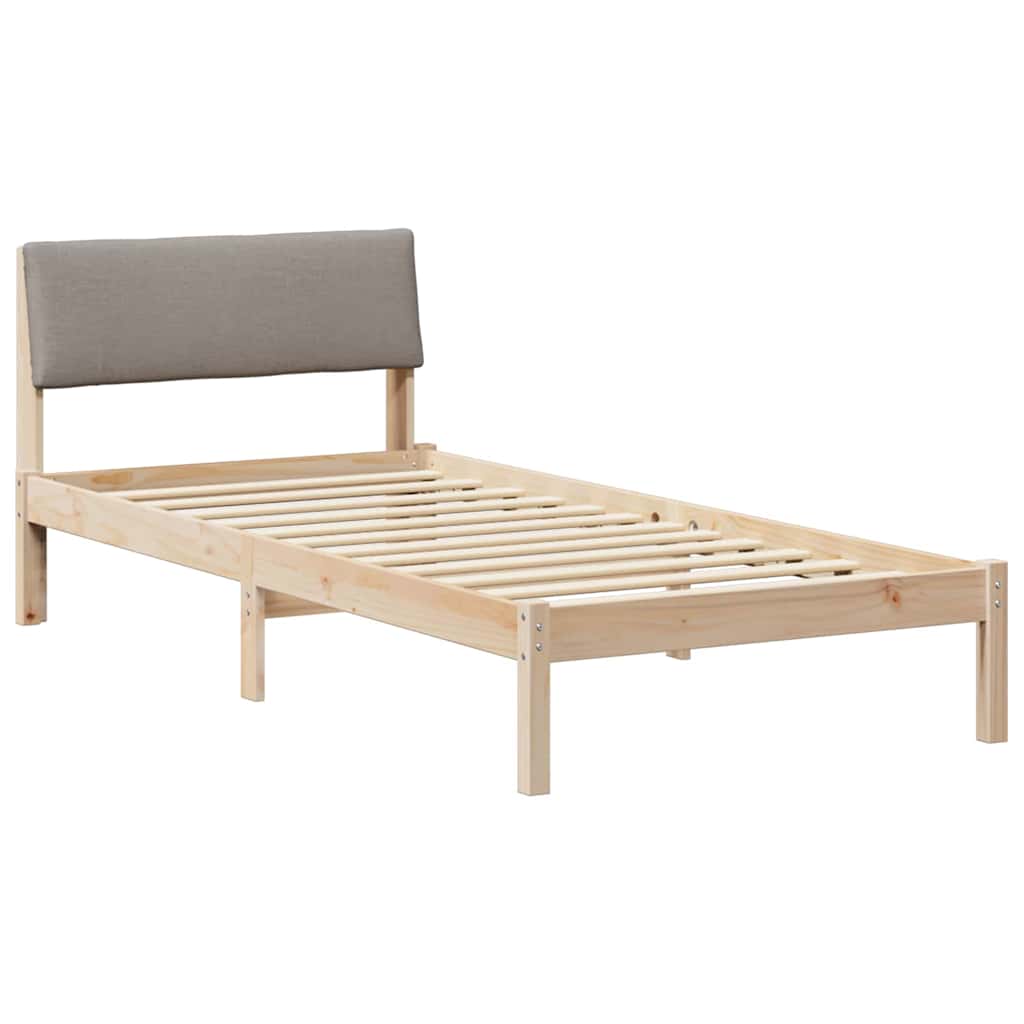 vidaXL Rama łóżka Brązowy i taupe 90 x 200 cm Lite drewno sosnowe