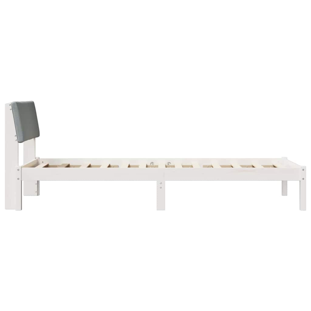 vidaXL Rama łóżka Biały i jasnoszary 90 x 200 cm Lite drewno sosnowe