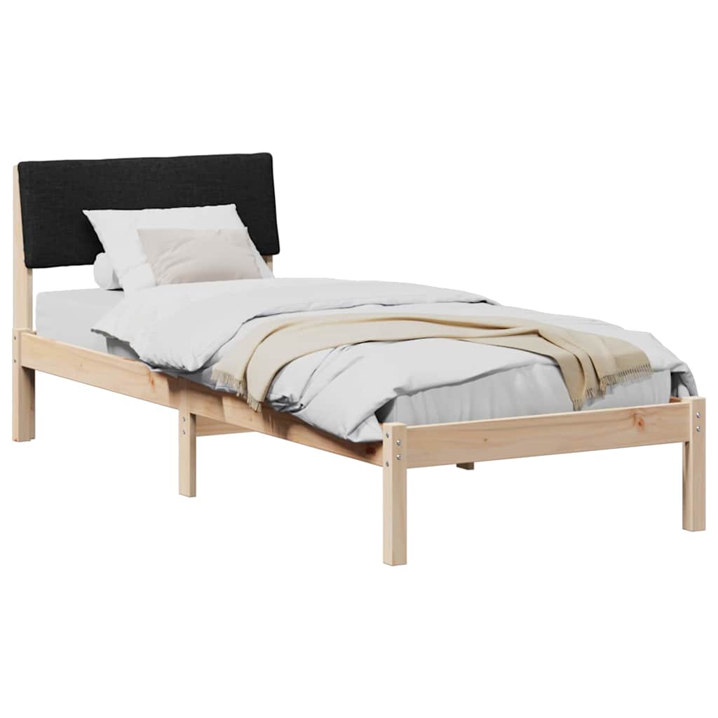 vidaXL Rama łóżka brązowo-czarny 80 x 200 cm Lite drewno sosnowe