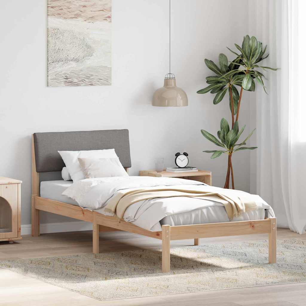 vidaXL Rama łóżka Brązowy i taupe 80 x 200 cm Lite drewno sosnowe