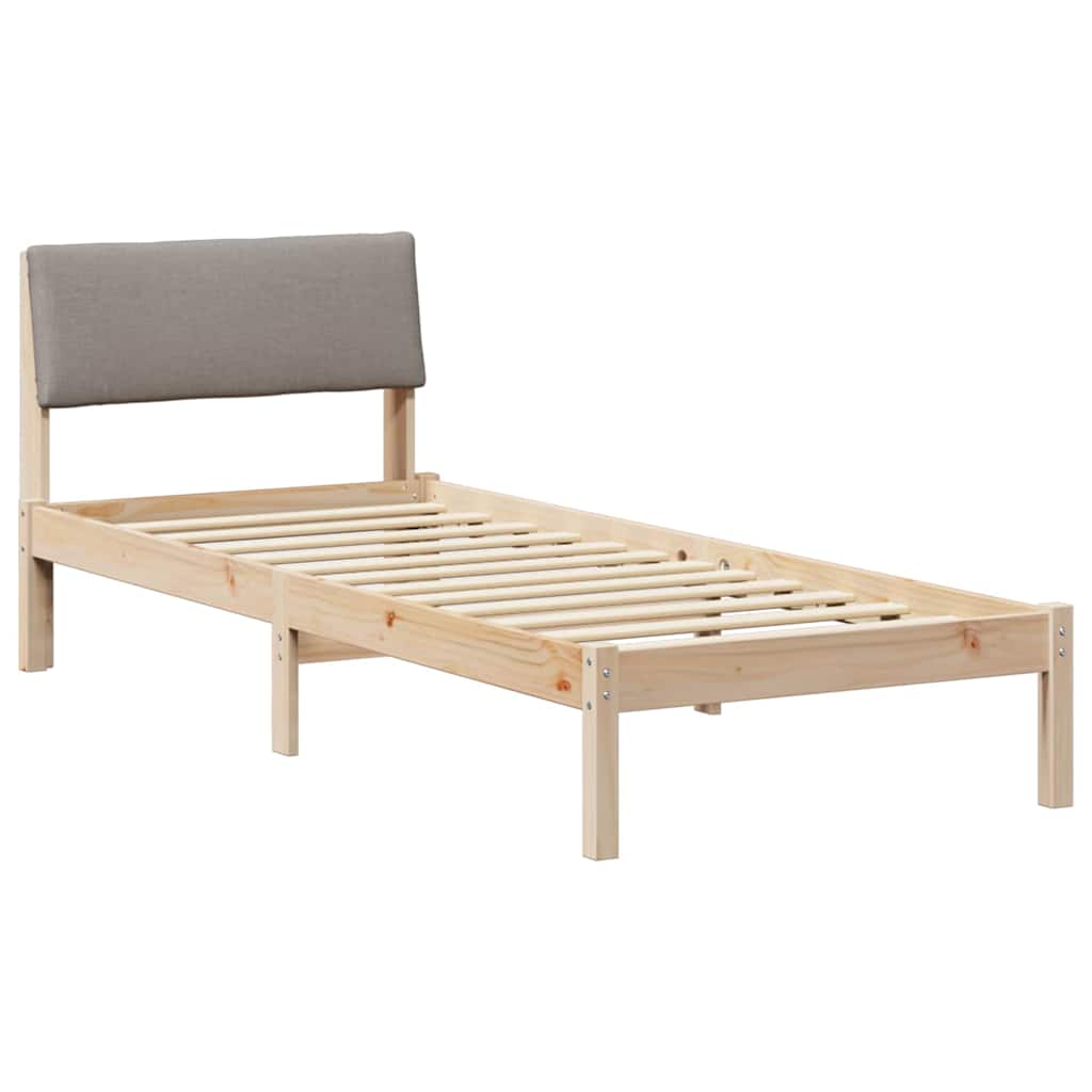 vidaXL Rama łóżka Brązowy i taupe 80 x 200 cm Lite drewno sosnowe