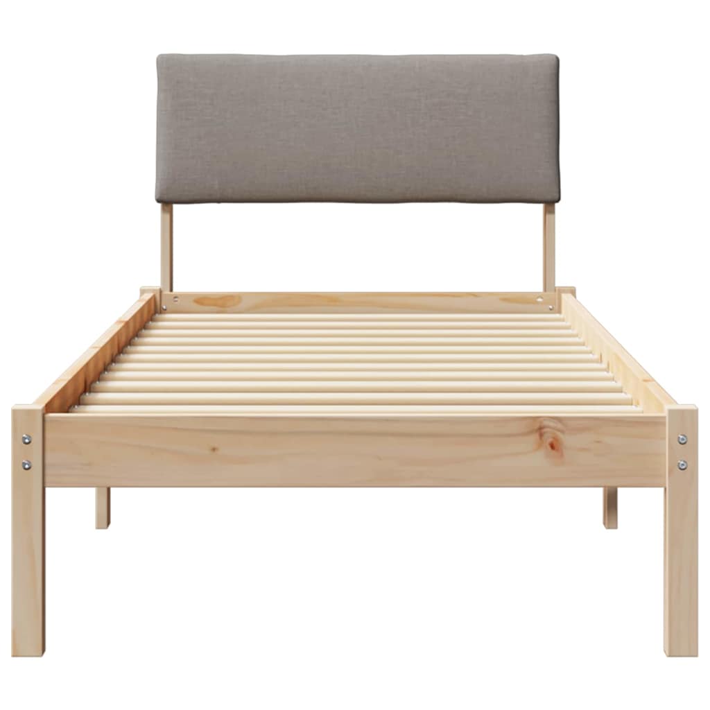 vidaXL Rama łóżka Brązowy i taupe 80 x 200 cm Lite drewno sosnowe