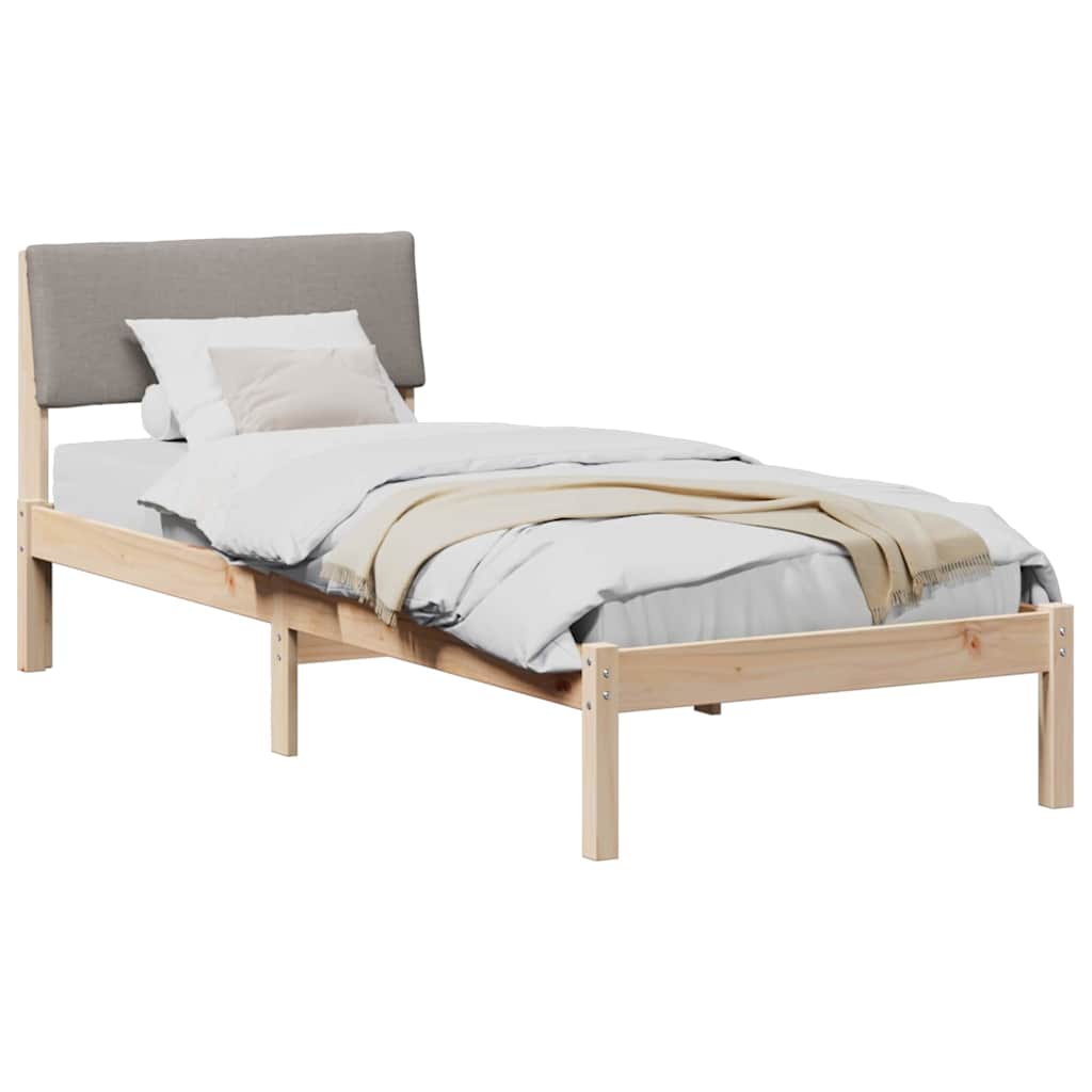 vidaXL Rama łóżka Brązowy i taupe 80 x 200 cm Lite drewno sosnowe