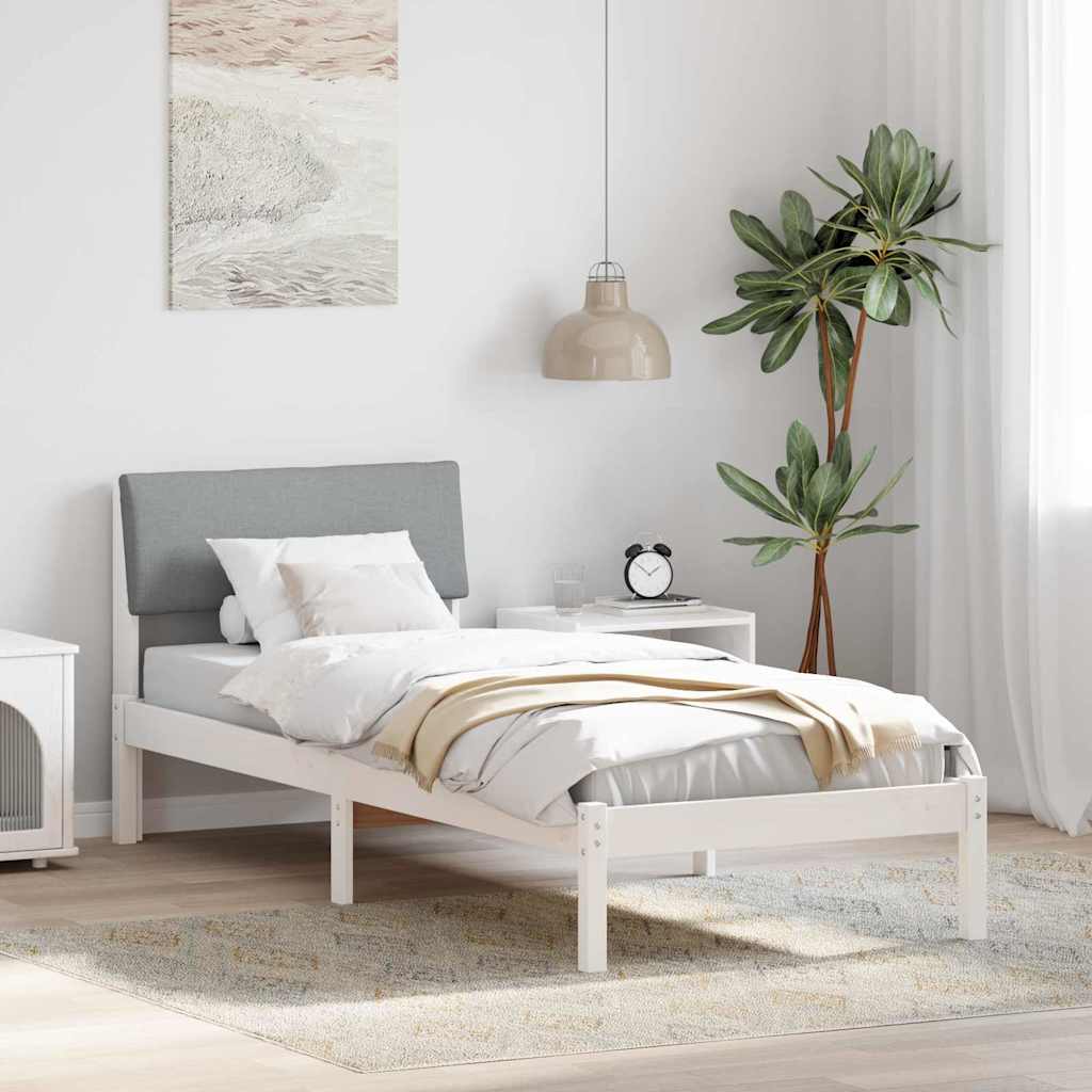 vidaXL Rama łóżka Biały i jasnoszary 80 x 200 cm Lite drewno sosnowe