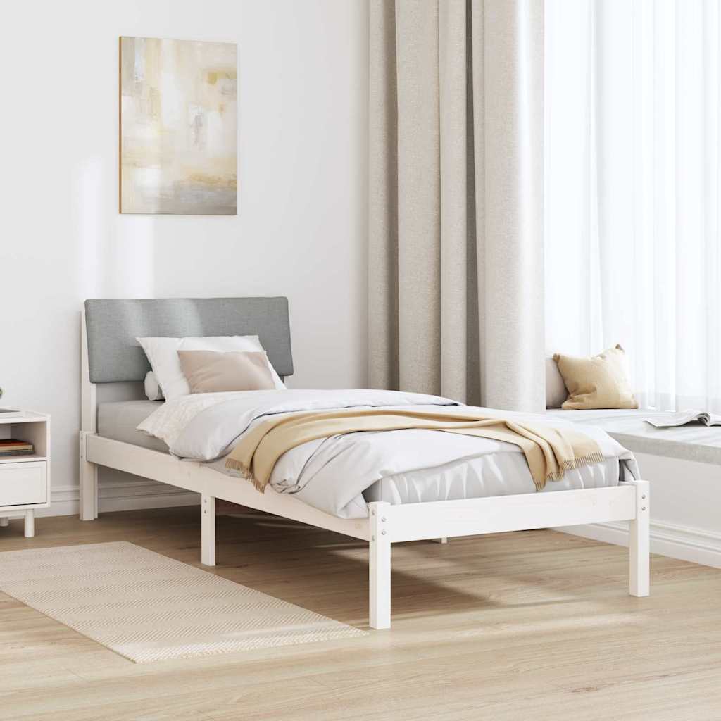 vidaXL Rama łóżka Biały i jasnoszary 80 x 200 cm Lite drewno sosnowe