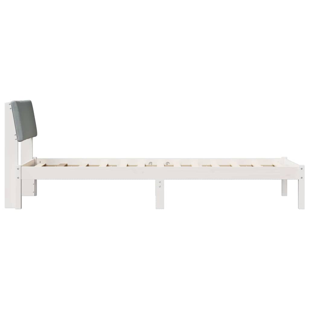 vidaXL Rama łóżka Biały i jasnoszary 80 x 200 cm Lite drewno sosnowe