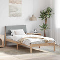 vidaXL Rama łóżka Brązowy i jasnoszary 90 x 190 cm Lite drewno sosnowe