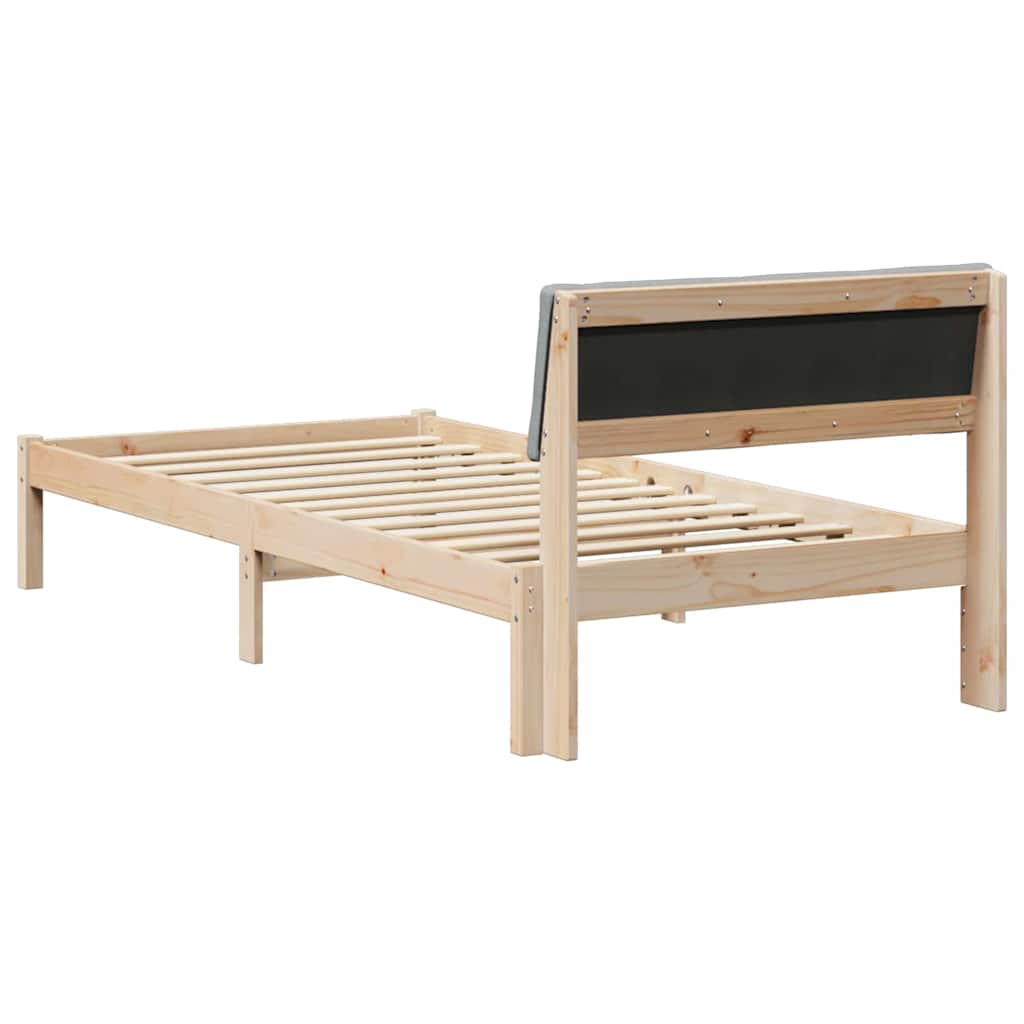 vidaXL Rama łóżka Brązowy i jasnoszary 90 x 190 cm Lite drewno sosnowe
