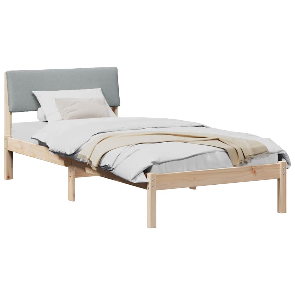 vidaXL Rama łóżka Brązowy i jasnoszary 90 x 190 cm Lite drewno sosnowe