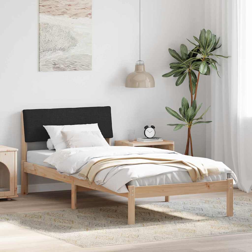 vidaXL Rama łóżka brązowo-czarny 90 x 190 cm Lite drewno sosnowe