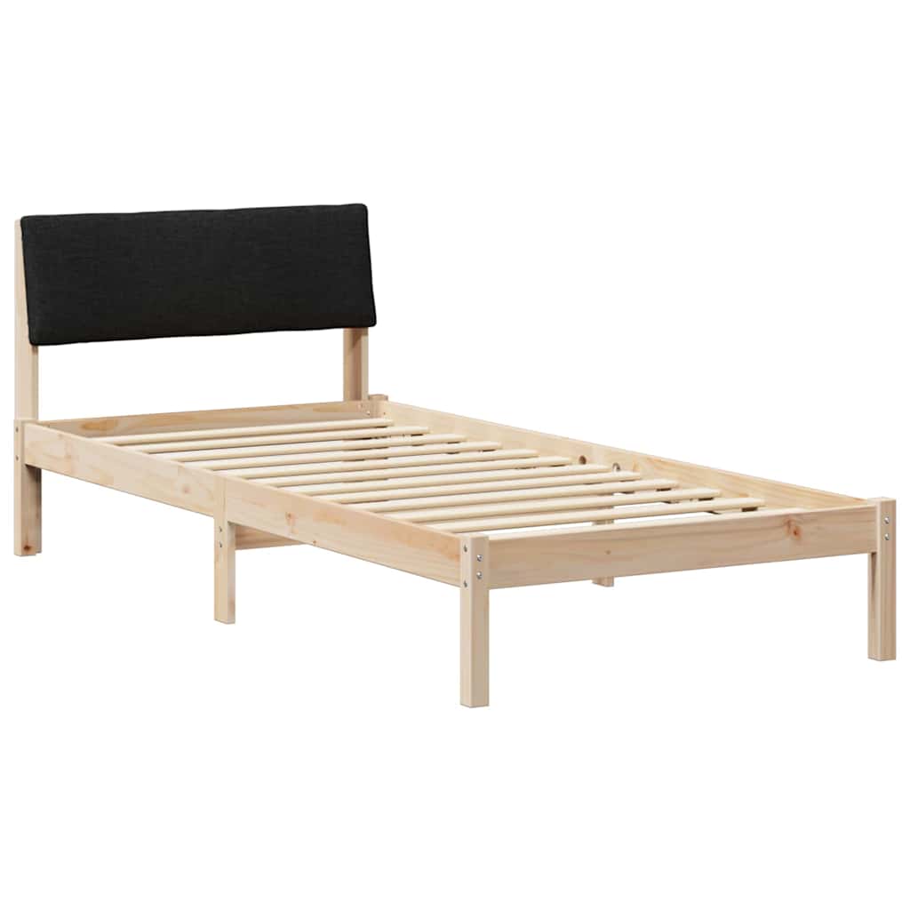 vidaXL Rama łóżka brązowo-czarny 90 x 190 cm Lite drewno sosnowe