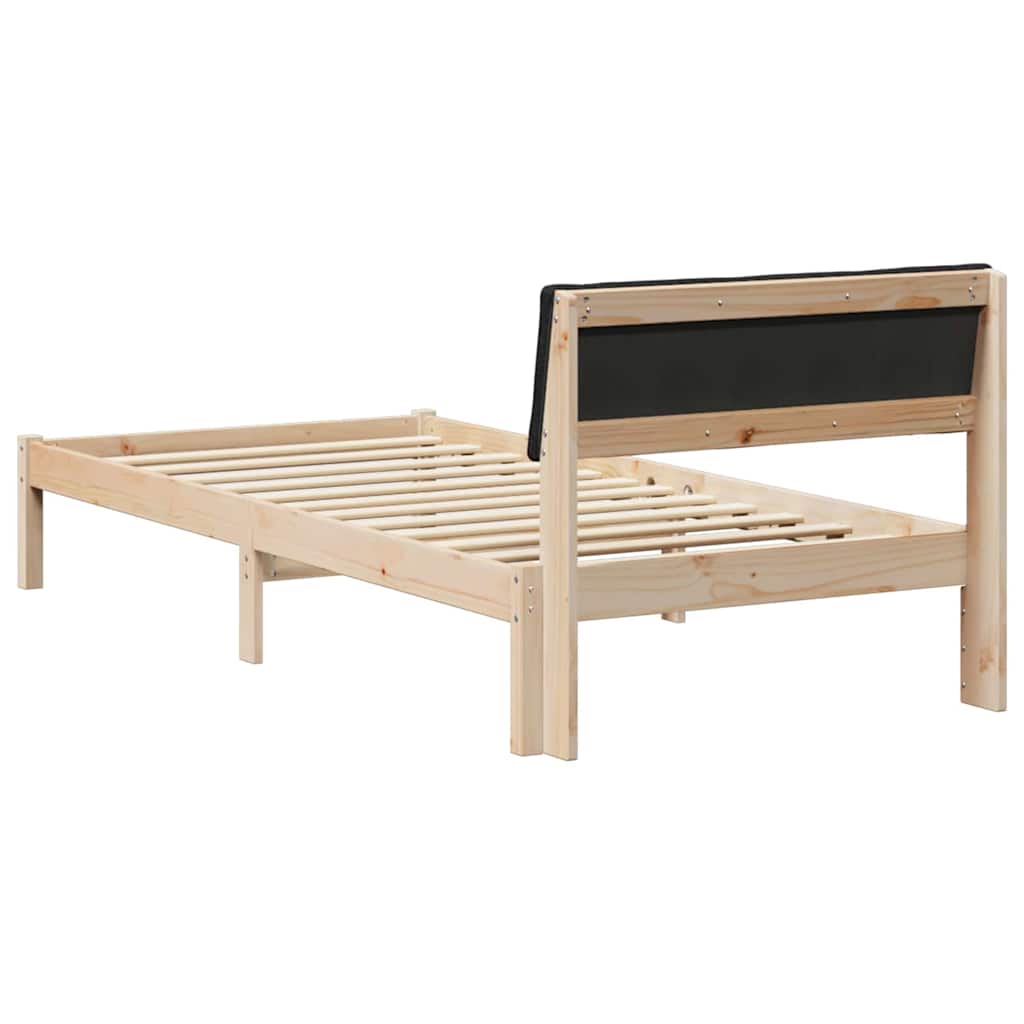 vidaXL Rama łóżka brązowo-czarny 90 x 190 cm Lite drewno sosnowe