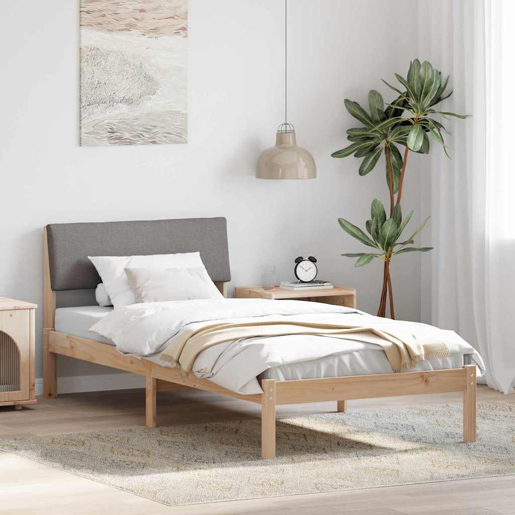 vidaXL Rama łóżka Brązowy i taupe 90 x 190 cm Lite drewno sosnowe
