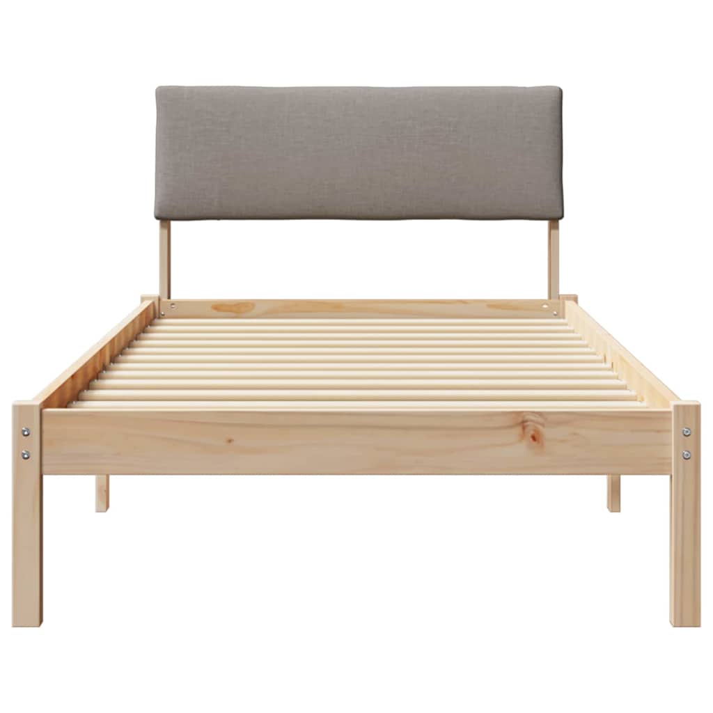 vidaXL Rama łóżka Brązowy i taupe 90 x 190 cm Lite drewno sosnowe