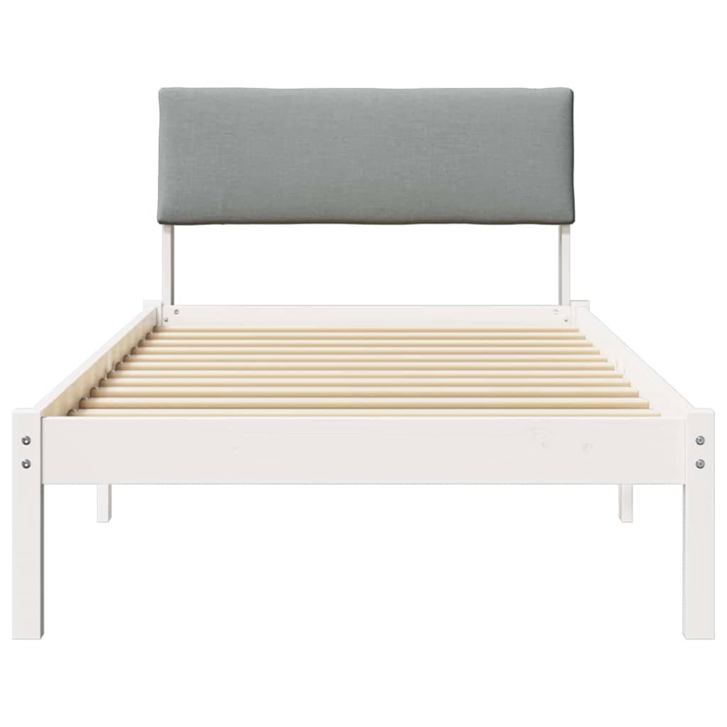 vidaXL Rama łóżka Biały i jasnoszary 90 x 190 cm Lite drewno sosnowe