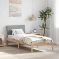 vidaXL Rama łóżka Brązowy i jasnoszary 75 x 190 cm Lite drewno sosnowe
