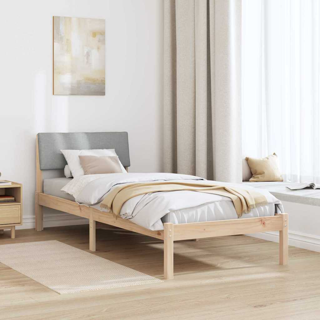 vidaXL Rama łóżka Brązowy i jasnoszary 75 x 190 cm Lite drewno sosnowe