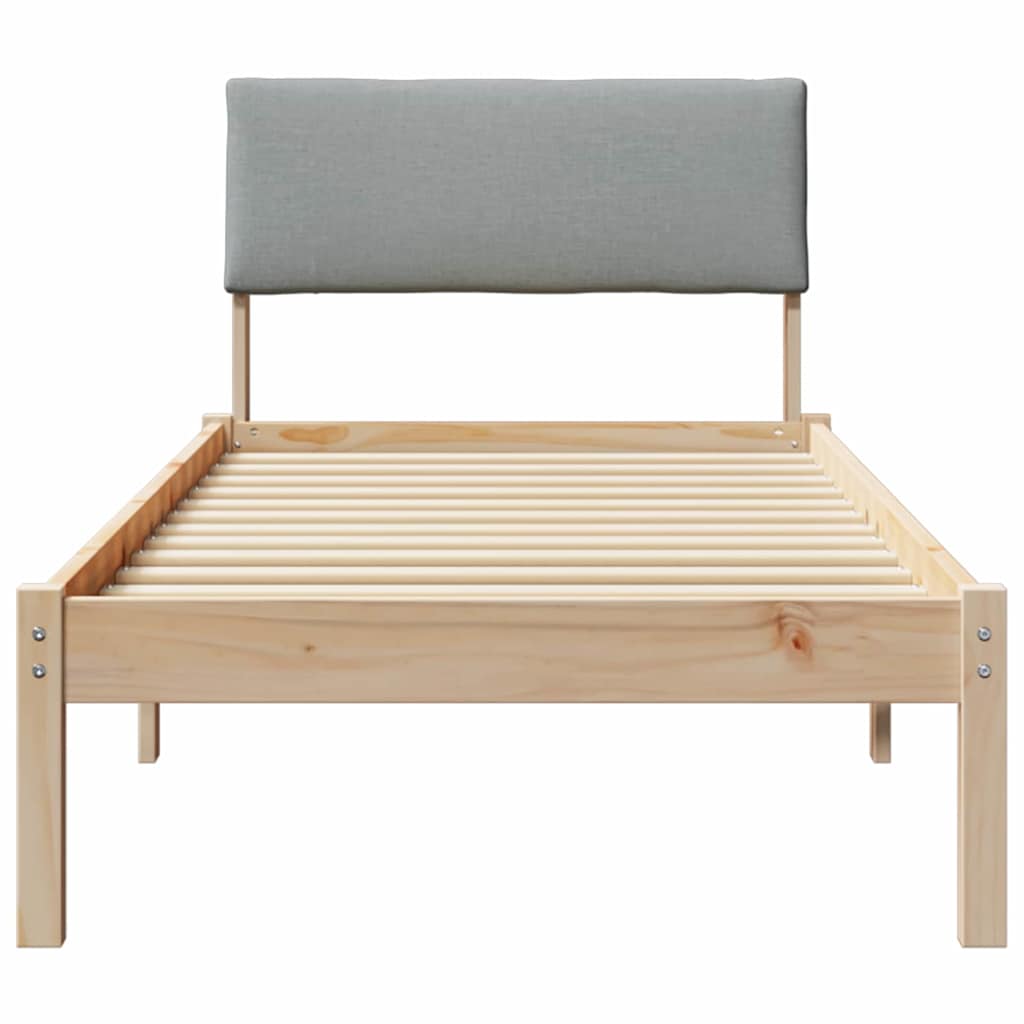 vidaXL Rama łóżka Brązowy i jasnoszary 75 x 190 cm Lite drewno sosnowe