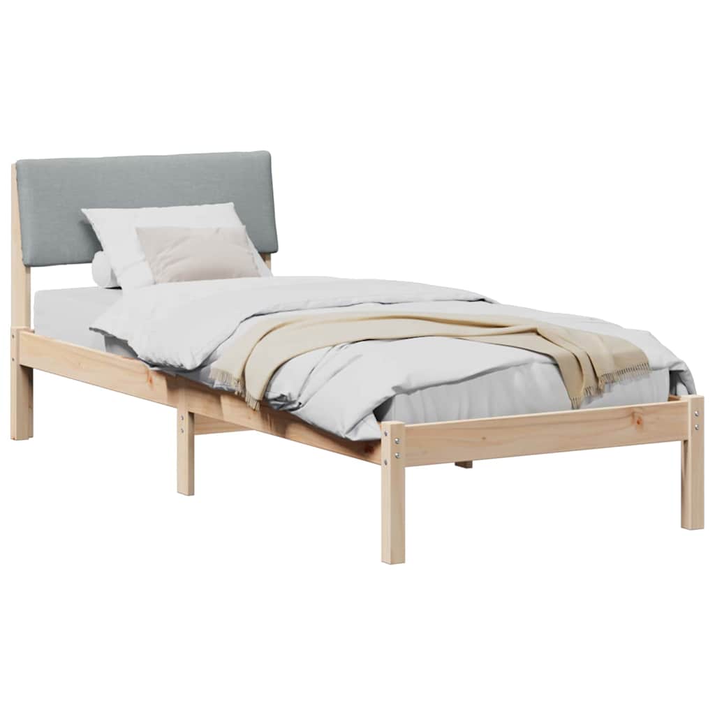 vidaXL Rama łóżka Brązowy i jasnoszary 75 x 190 cm Lite drewno sosnowe