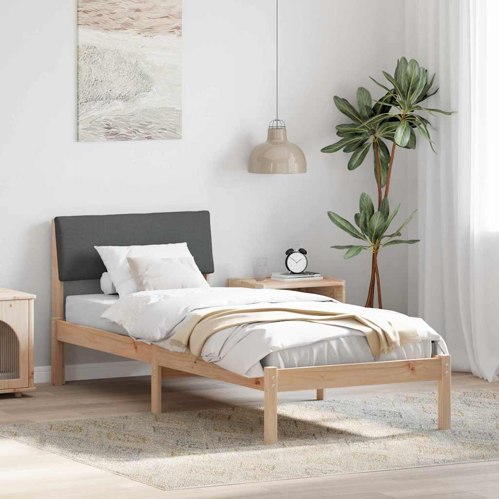 vidaXL Rama łóżka Z zagłówkiem brązowy i ciemnoszary 75 x 190 cm