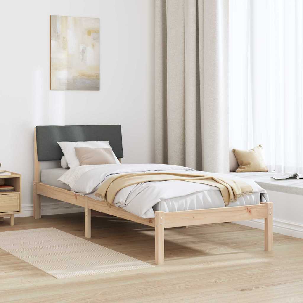 vidaXL Rama łóżka Z zagłówkiem brązowy i ciemnoszary 75 x 190 cm